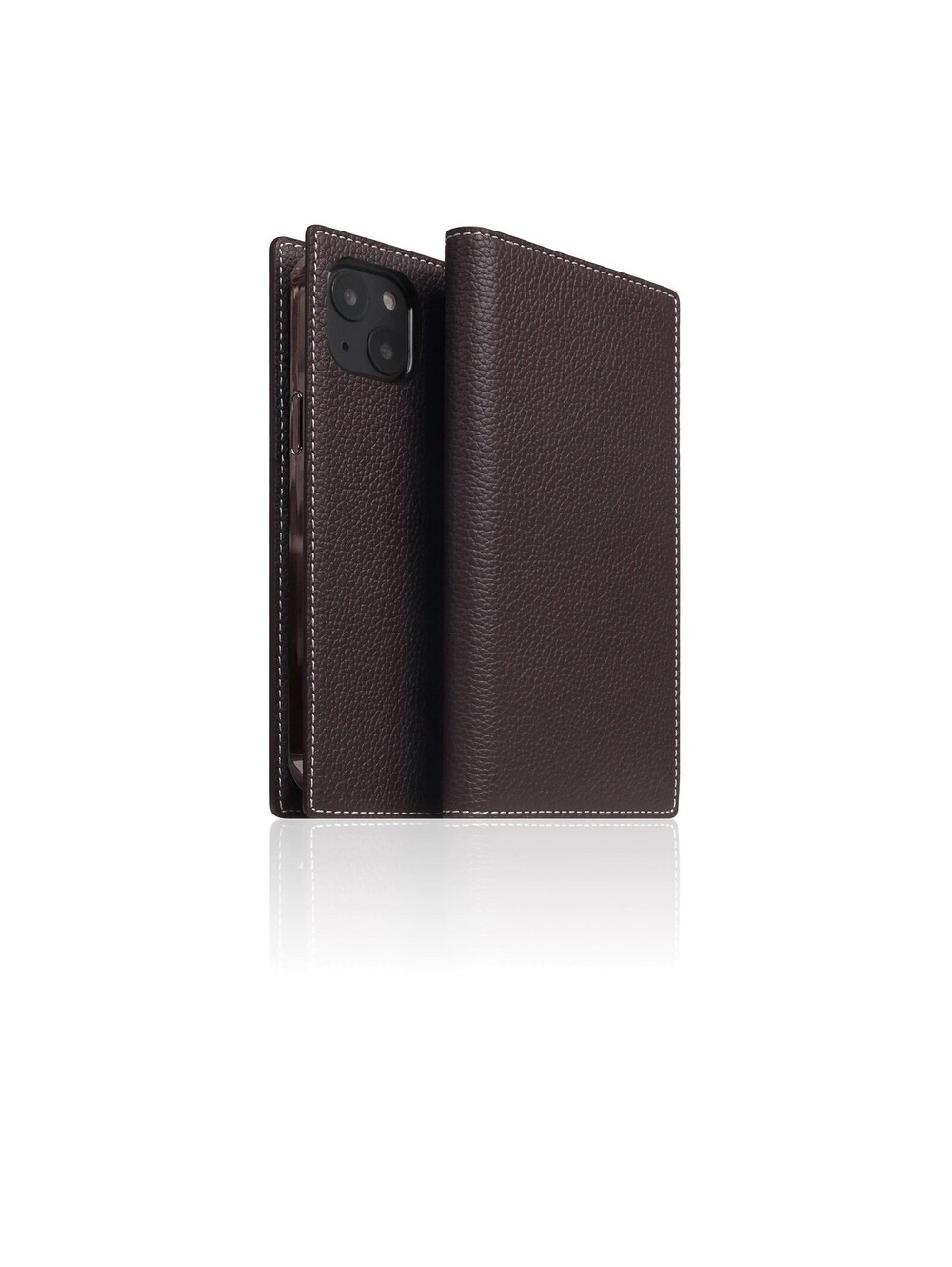 SLG D8 Full Grain Leather Wallet Case IPhone 14 [2-In-1] Brown Handcrafted New